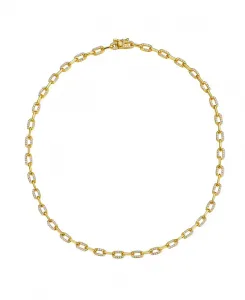 Браслет из плоской цепочки с покрытием из 14-каратного золота и кубическим цирконием Rachel Glauber, gold