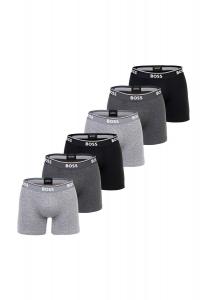 Мужские боксеры, 6 шт. - Boxer Briefs 6P Power, хлопок стрейч, логотип BOSS, серый