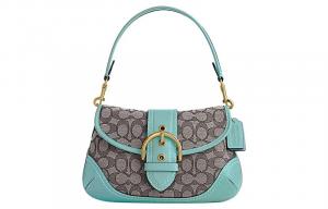 Сумка через плечо Soho из ткани с кожаными вставками в форме полумесяца для женщин, синий и серый COACH