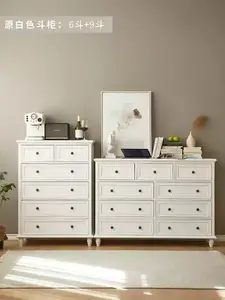 Yu Senyi Комод для спальни из массива дерева, 9 ящиков, низкий профиль, цвет original white, полностью собран