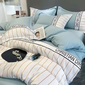 LUOLAI HOME Комплект постельного белья 1,5-спальный, 4 предмета: простыня на резинке, пододеяльник 200x230 см