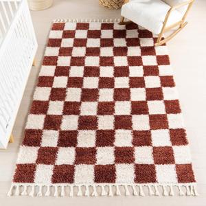 nuLOOM Carlisha клетчатый ковер 161 x 229 см для гостиной спальни столовой кухни, red/cream