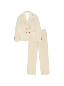 Костюм Bibiane двубортный с заостренными лацканами Fortela, бежевый
