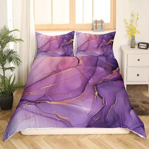 Erosebridal Комплект постельного белья с мраморным принтом и золотым глиттером из мягкого микрофибера, Multi 8