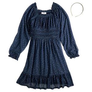 Платье с блестками и повязка для девочек 7-16 лет, размеры regular и plus Speechless, Navy