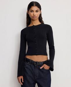 Женский вязаный кардиган с рукавами-колоколами, стандартные и большие размеры Good American, Black