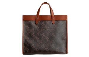 COACH Полевая холщовая сумка с кожаной отделкой