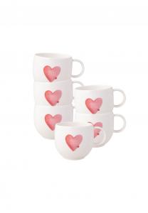 Набор кружек Villeroy & Boch With Love, 290 мл, 6 штук, бело-красный