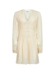 Платье с пуговицами и сборками Marant Etoile, бежевый