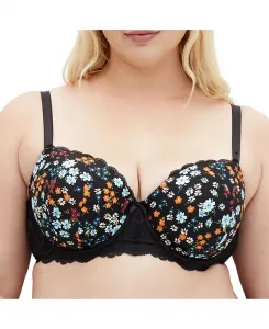 Контурный бюстгальтер Hailey Print Plus Size CITY CHIC, черный