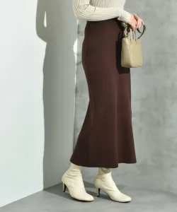 Узкая вязаная юбка в рубчик Interplanet, цвет Brown