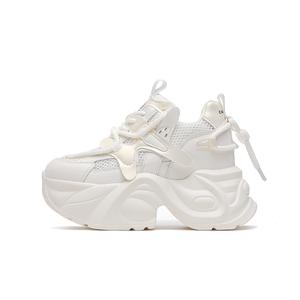 Женские противоскользящие износостойкие низкие массивные кроссовки CARDANRO, бело-золотые