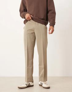 Элегантные брюки прямого кроя ASOS DESIGN цвета хаки