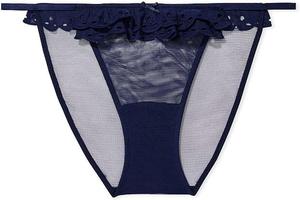 Трусики-бикини Victoria's Secret с кружевом и люверсами, цвет синий, новые, Blue