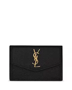 Маленький кошелек-конверт Cassandre из матлассе Saint Laurent, черный