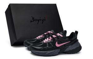 Nike Unisex Black Rose Red Низкие кроссовки для бега с амортизацией V2K, устойчивые к истиранию и водонепроницаемые