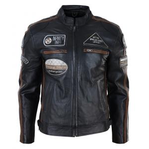 Кожаная куртка байкера на молнии TruClothing, черный