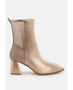 Женские остроконечные ботинки до щиколотки Mimosa с сетчатыми деталями London Rag, золото
