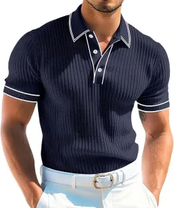 Мужская летняя рубашка-поло с коротким рукавом и отложным воротником TXGMNA