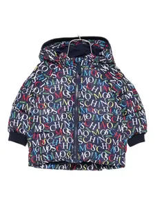 Утепленная куртка с логотипом Moschino Kids, синий