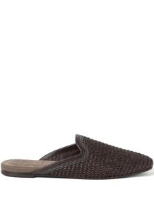 Brunello Cucinelli слиперы с декором Monili, коричневый