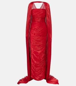 Платье-бюстье с накидкой и складками Marmar Halim, красный