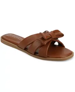 Женские плоские сандалии Prylin Bow Slide Journee Collection, коричневый