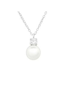 Alexander York Колье с подвеской, жемчужина с цирконием, из серебра 925 пробы, комплект из двух частей в серебре