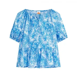 Платье Sundek Fleur de joie print short sleeve short, синий