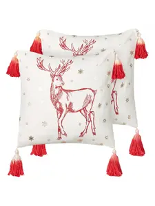 Декоративная подушка Beliani 2er Set Deko VALLOTA, цвет weiß/gold/rot