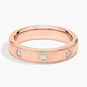 Обручальное кольцо с бриллиантами Milgrain Burnished Set из 18-каратного розового золота (5 мм, 1/5 карата, двойной). Blue Nile