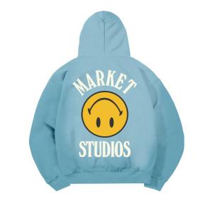 Худи Market Smiley Upside Down Lockup Hoodie, Retro Blue