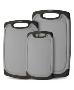 Набор из 3 нескользящих кухонных разделочных досок с желобком для сока Zulay Kitchen, черный/серый