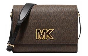 MICHAEL KORS Кожаный наплечный рюкзак среднего размера для женщин в коричневом и черном цвете