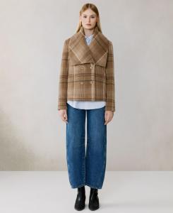 Женское короткое клетчатое пальто из шерстяной смеси Soia & Kyo, Teak