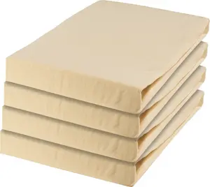 Простыня на резинке - 100 x 200 см - Пастельно-желтый - Хлопок - Комплект из 4 шт. HR Import GmbH