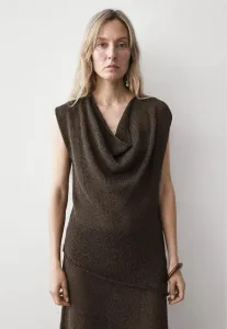 Асимметричный топ с воротником-хомутом Massimo Dutti, Mottled Dark Brown