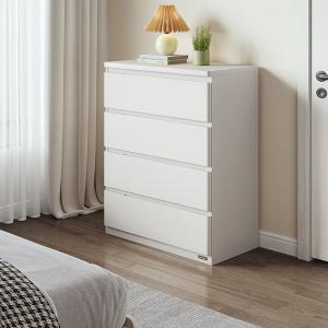 Quanu Комод для гостиной и кухни, современный минималистичный, белый, 4 ящика, многослойный, большой объем
