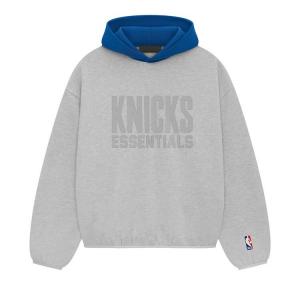 Худи Fear of God Essentials x NBA Knicks Hoodie Light Heather, серый