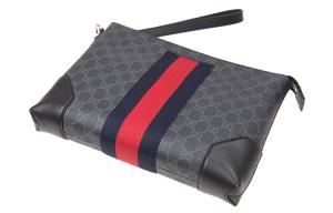 Ophidia Canvas With Leather Clutch мужская черно-серая GUCCI