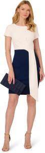 Платье Adrianna Papell Color-Block Draped Short Dress, Ivory/Navy