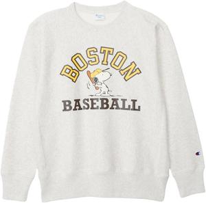 Мужская толстовка Champion с длинным рукавом, плотность ткани 11,5 унций, свободного кроя, с графическим принтом Peanuts, обратным плетением и круглым вырезом, овсяный