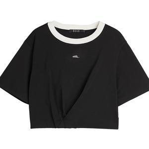 ELLE Футболка Women's Black Crew Neck Moderate Straight Fit