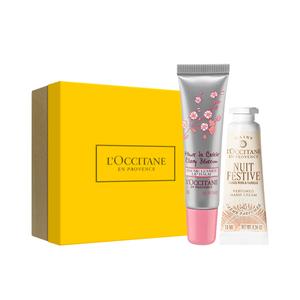 Набор для ухода за кожей с кремом для рук и бальзамом для губ, успокаивающий кожу, 12мл+30мл, подарок на день учителя LOCCITANE, Berry Sweet Almond Hand Cream 10ml+Cherry Blossom Lip Balm 12ml