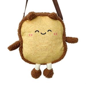 Плюшевая кукла с мультяшным милым выражением лица в виде пухлого тоста, сопровождающая и успокаивающая, высота 18см OU DI PIG, коричневый