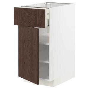 Тумба с ящиком/дверью METOD/MAXIMERA IKEA, 40x60x80 см, цвет white/sinarp brown