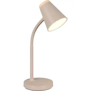 REALITY Лампа LED настольная PONGO, LED настольная лампа с клавишным выключателем, 4,5 Вт 500 люмен 3000K теплый белый LED-панель 1 шт. Теплый белый, гибко регулируемая лампа для чтения, настольная лампа, высота 36 см Reality Leuchten, бежевый