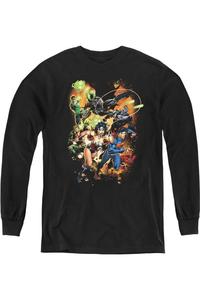 Футболка с длинным рукавом для детей "Готова к битве" Justice League of America Gildan, черный