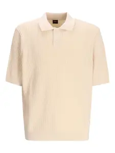 Свитер в рубчик с воротником поло Boss, желтый