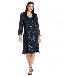 Женское платье с V-образным вырезом R & M Richards, Navy